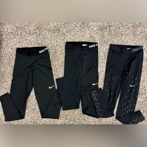 Women’s small Nike pro leggings. $15 for 3 pairs!